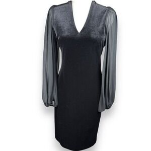 Black Velvet Dress Womens Size 8 Chiffon Cocktail Victorian Glam Goth Witchy